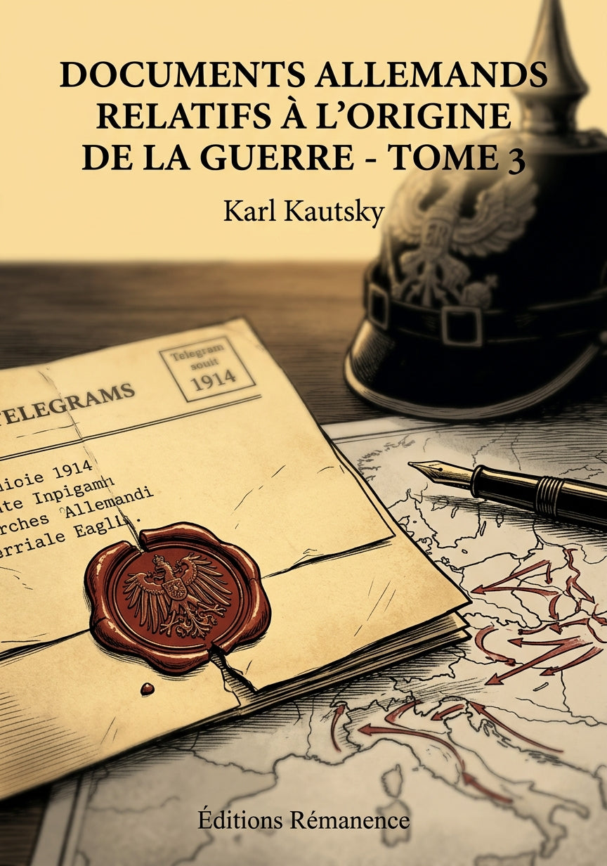 Livre Documents allemands relatifs à l'origine de la guerre - Tome 3 par Karl Kautsky - Couverture - Editions Remanence