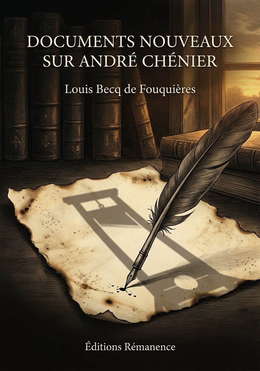 Livre Documents nouveaux sur André Chénier par Louis Becq de Fouquières - Couverture - Editions Remanence