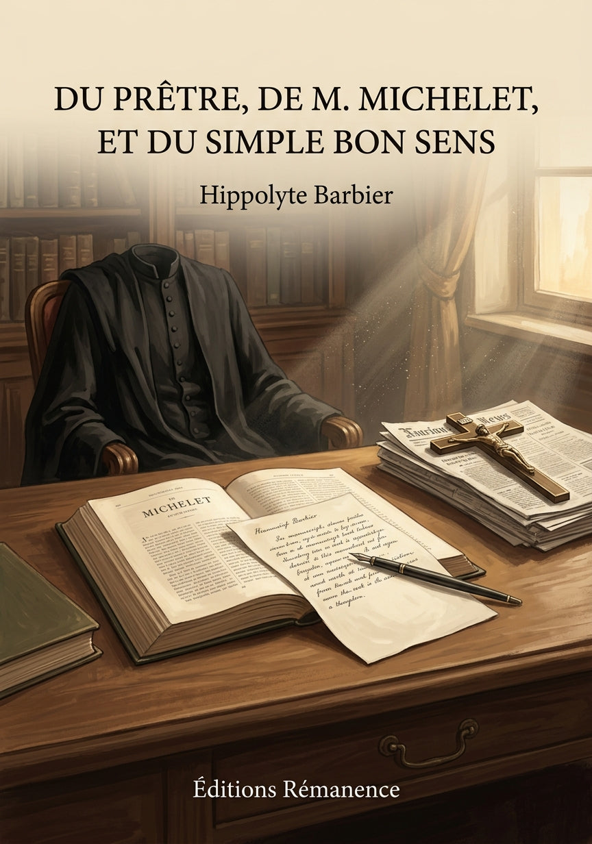 Livre Du prêtre, de M. Michelet, et du simple bon sens par Hippolyte Barbier - Couverture - Editions Remanence