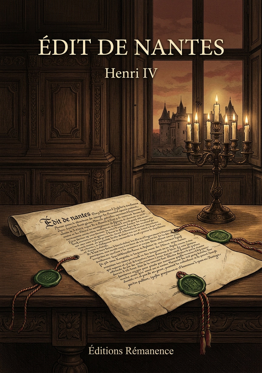 Livre Édit de Nantes par Henri IV - Couverture - Editions Remanence