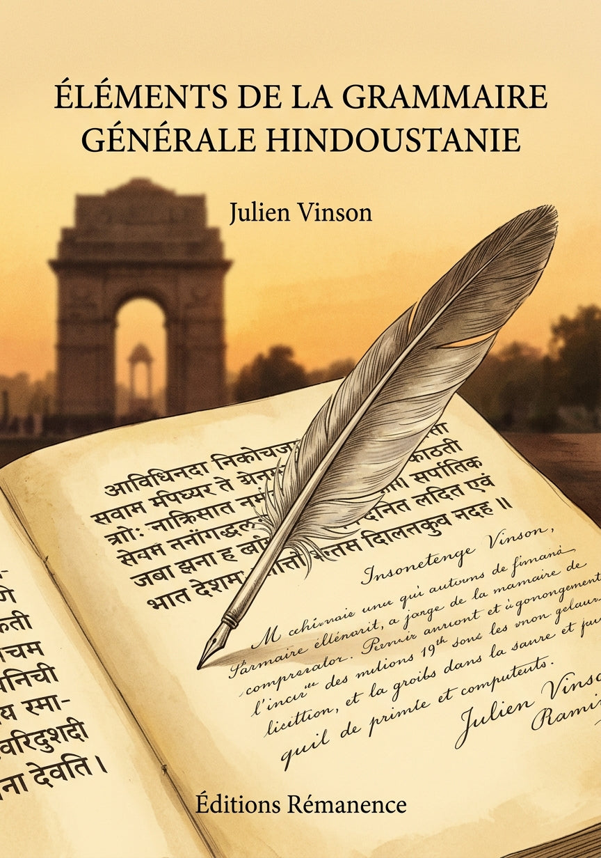 Livre Éléments de la grammaire générale hindoustanie par Julien Vinson - Couverture - Editions Remanence