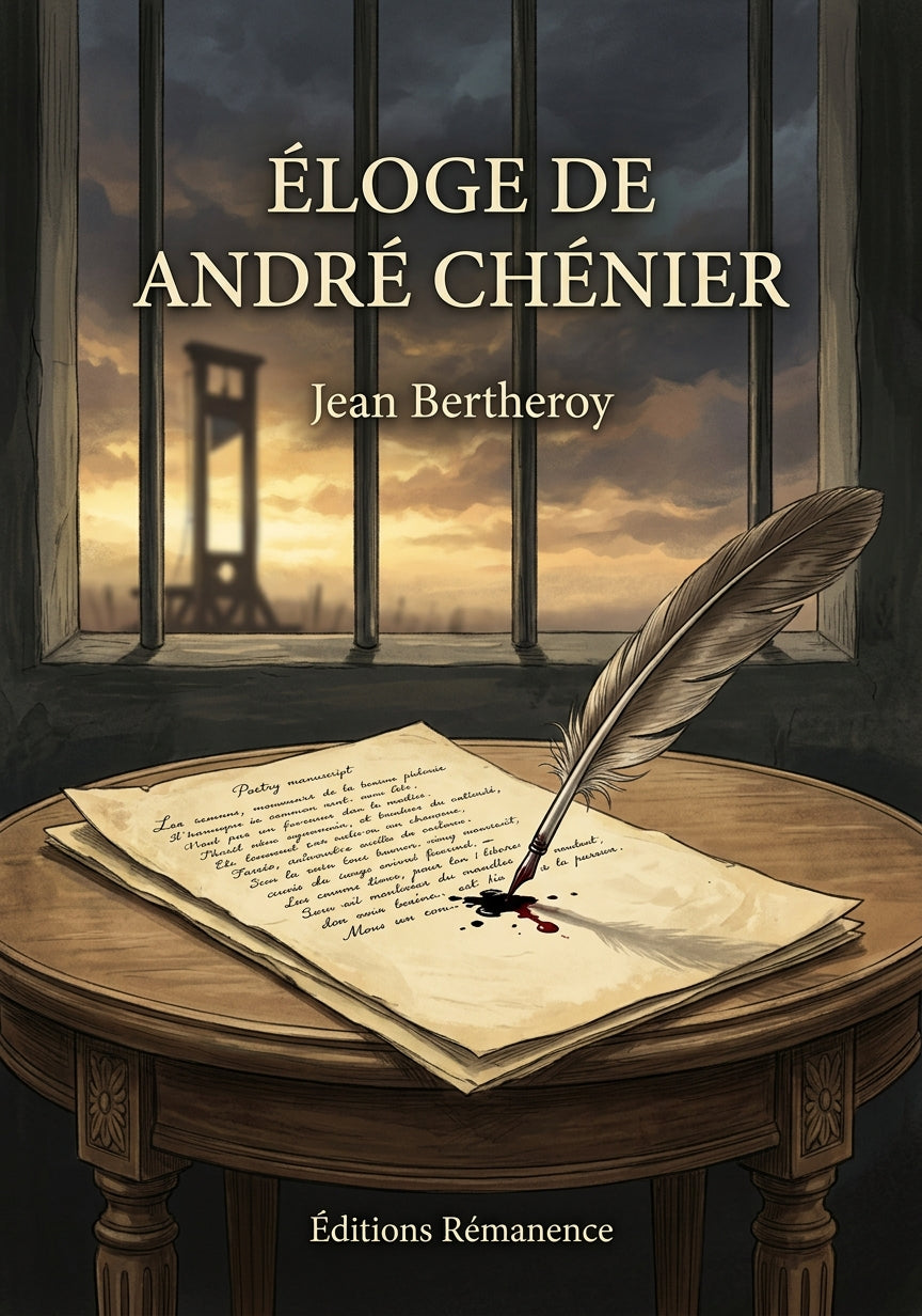 Livre Éloge de André Chénier par Jean Bertheroy - Couverture - Editions Remanence