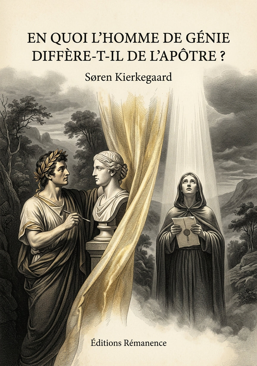 Livre En quoi l’homme de génie diffère-t-il de l’apôtre ? par Søren Kierkegaard - Couverture - Editions Remanence