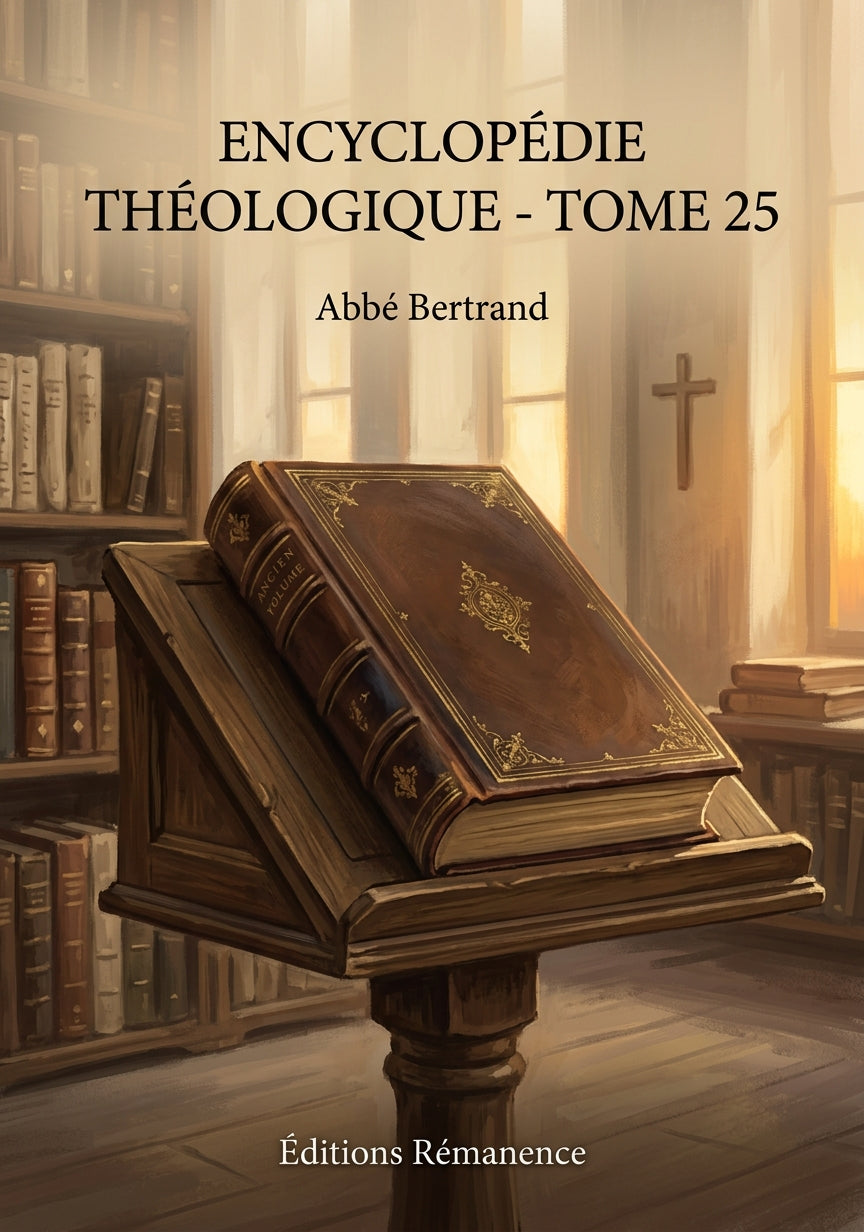Livre Encyclopédie théologique - Tome 25 par Abbé Bertrand - Couverture - Editions Remanence