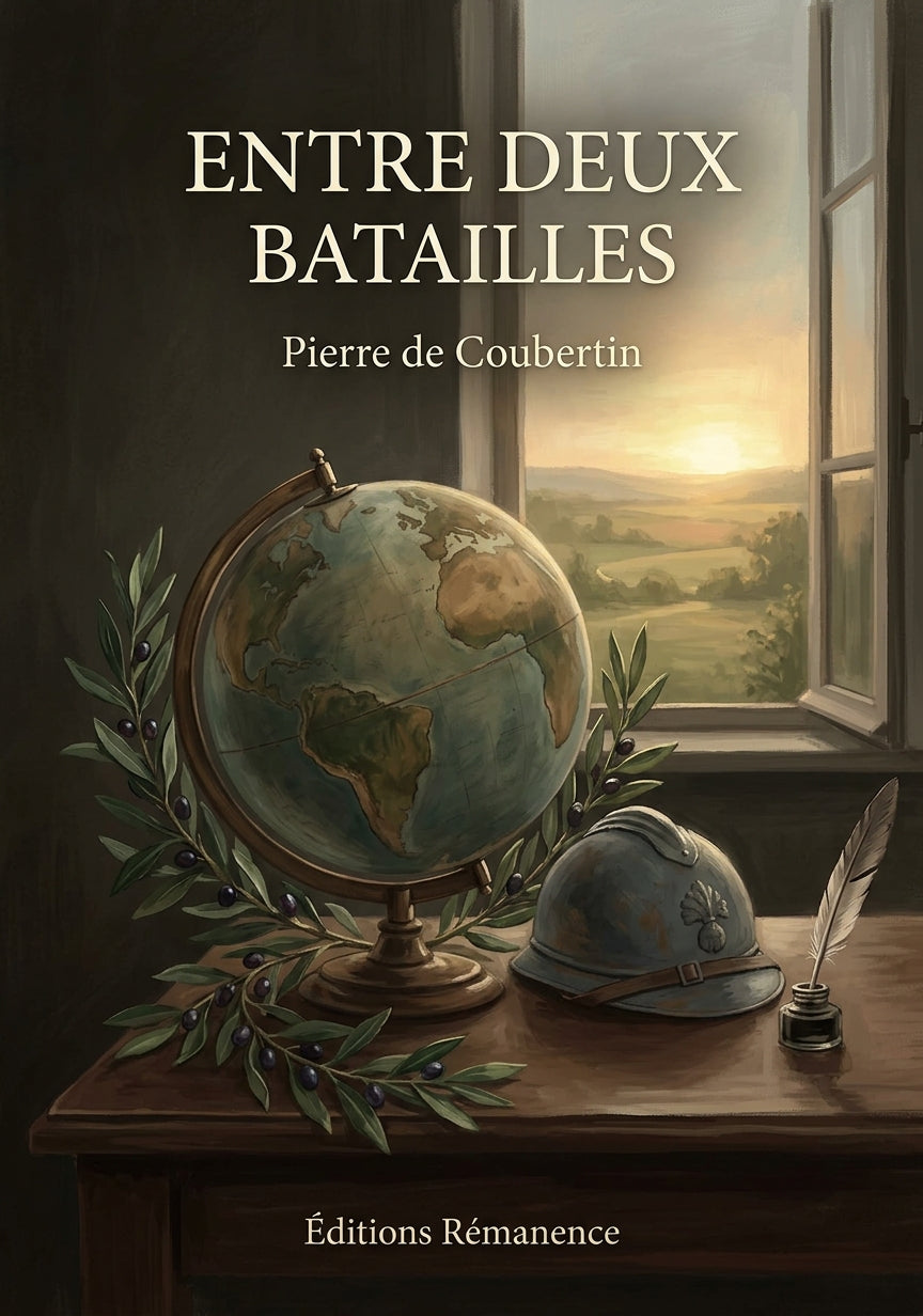 Livre Entre deux batailles par Pierre de Coubertin - Couverture - Editions Remanence