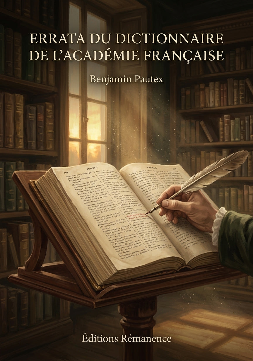Livre Errata du dictionnaire de l'Académie française par Benjamin Pautex - Couverture - Editions Remanence