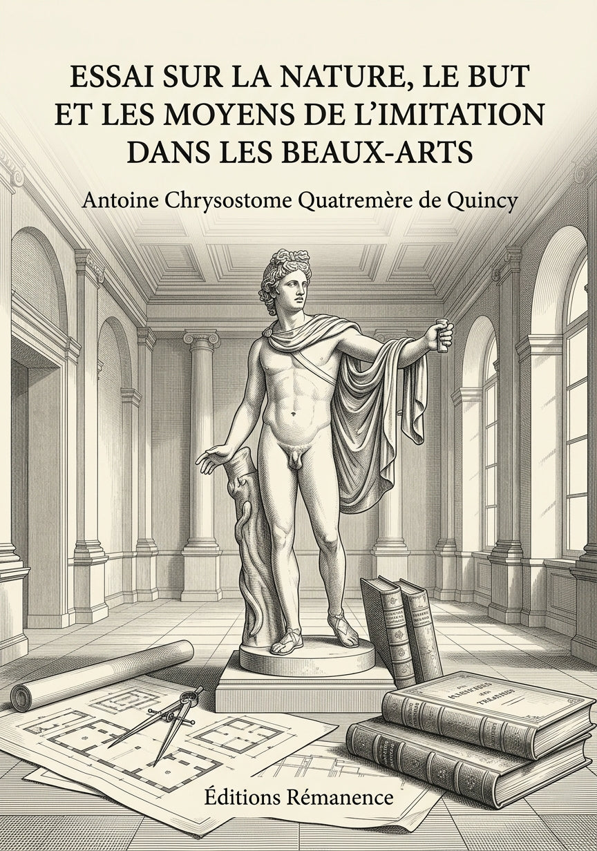 Livre Essai sur la nature, le but et les moyens de l'imitation dans les beaux-arts par Antoine Chrysostome Quatremère de Quincy - Couverture - Editions Remanence