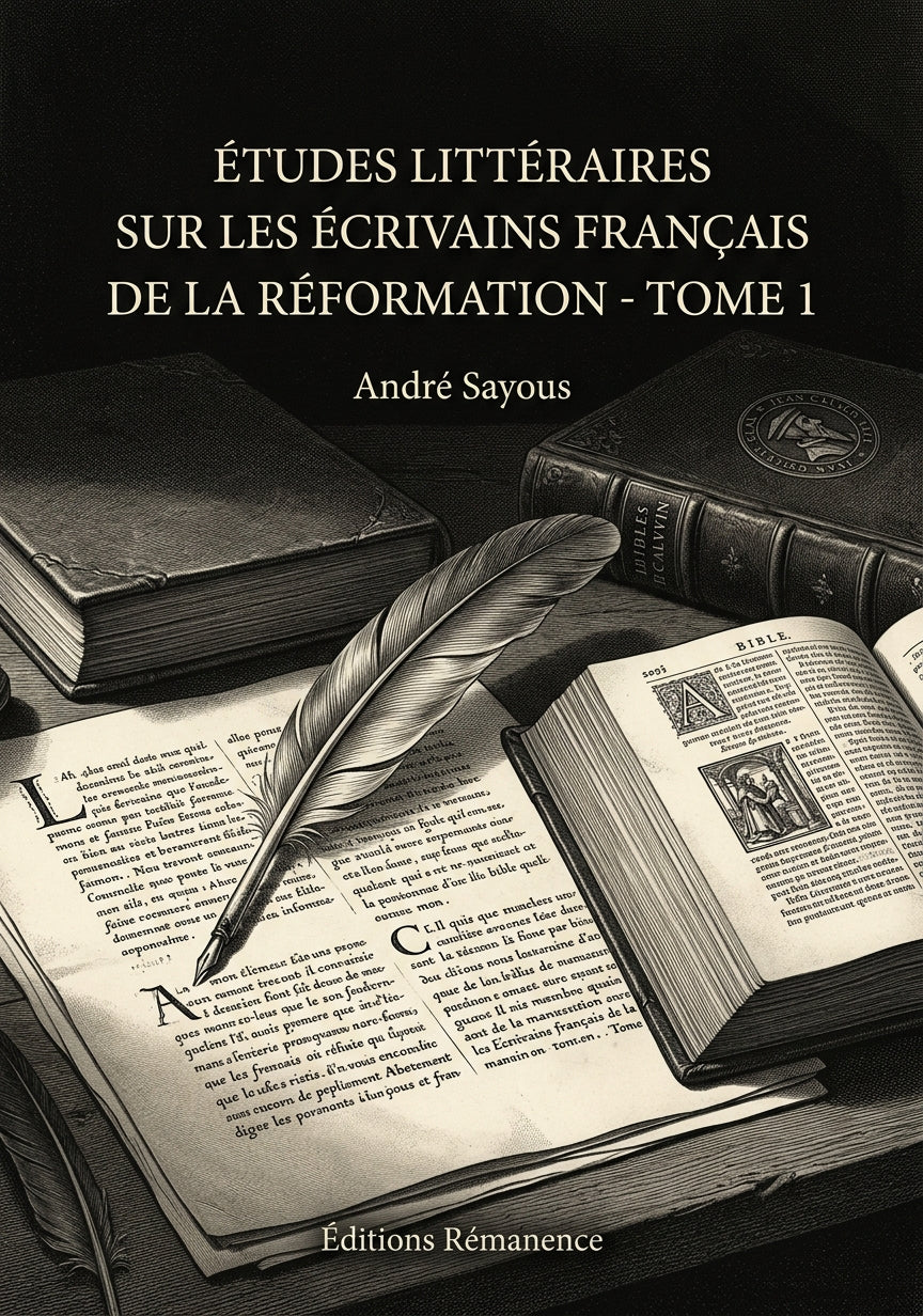 Livre Études littéraires sur les écrivains français de la Réformation - Tome 1 par André Sayous - Couverture - Editions Remanence