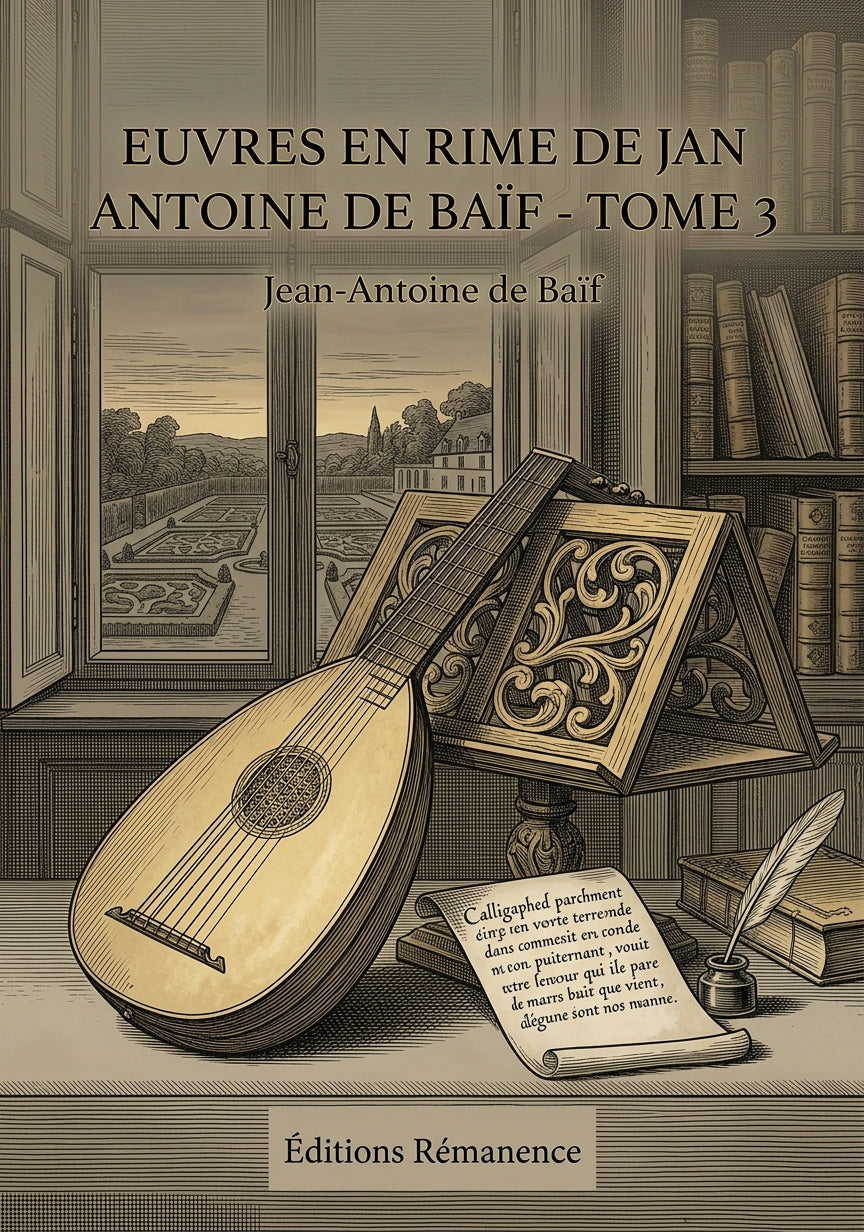 Livre Euvres en rime de Jan Antoine de Baïf - Tome 3 par Jean-Antoine de Baïf - Couverture - Editions Remanence