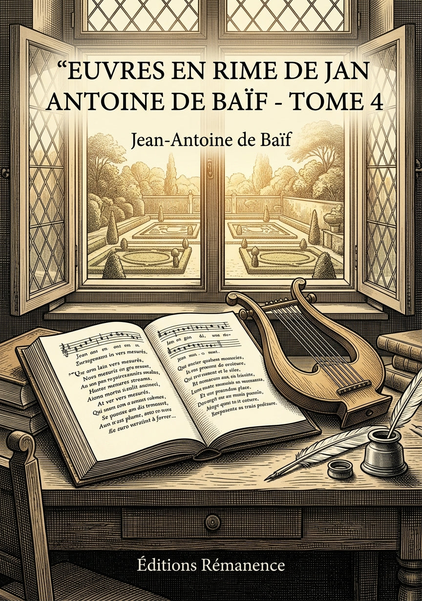 Livre Euvres en rime de Jan Antoine de Baïf - Tome 4 par Jean-Antoine de Baïf - Couverture - Editions Remanence