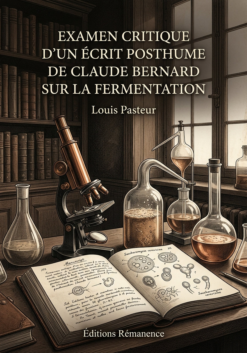 Livre Examen critique d’un écrit posthume de Claude Bernard sur la fermentation par Louis Pasteur - Couverture - Editions Remanence