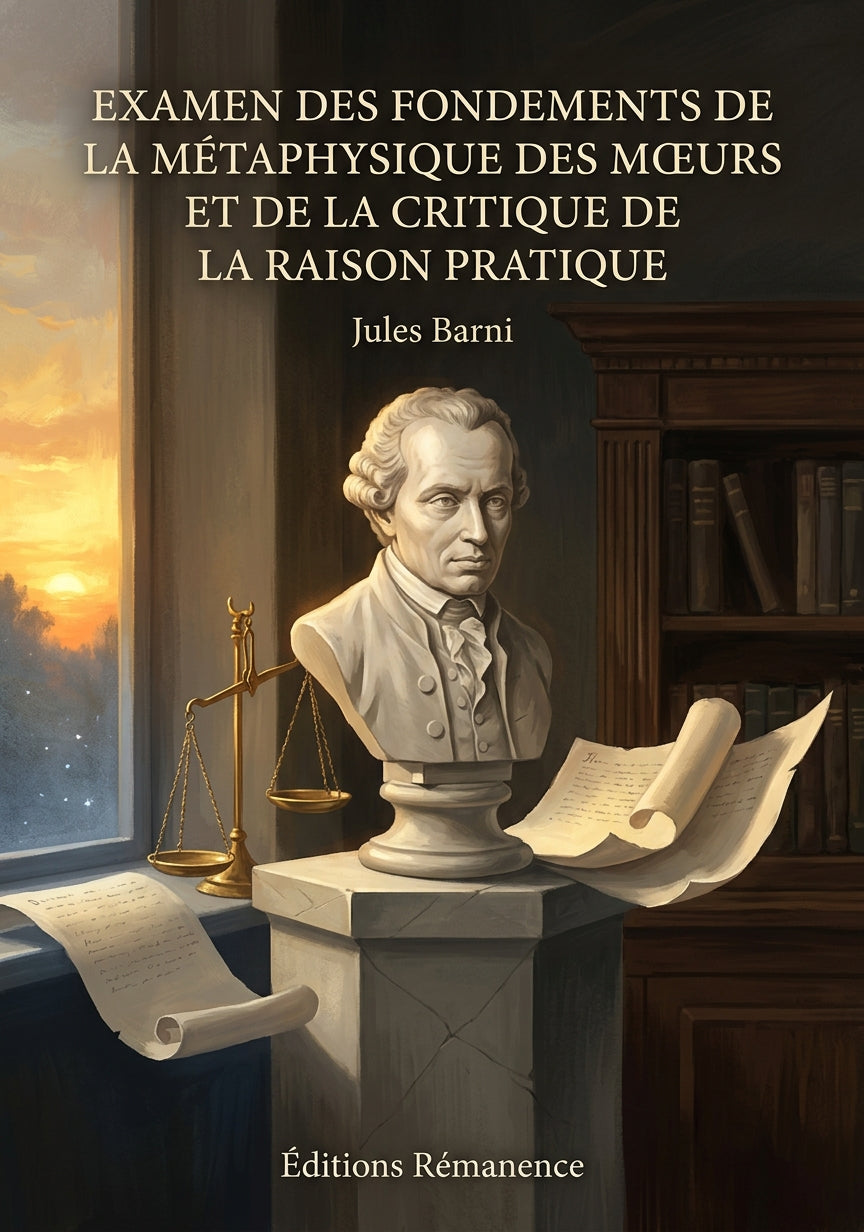 Livre Examen des fondements de la métaphysique des mœurs et de la critique de la raison pratique par Jules Barni - Couverture - Editions Remanence