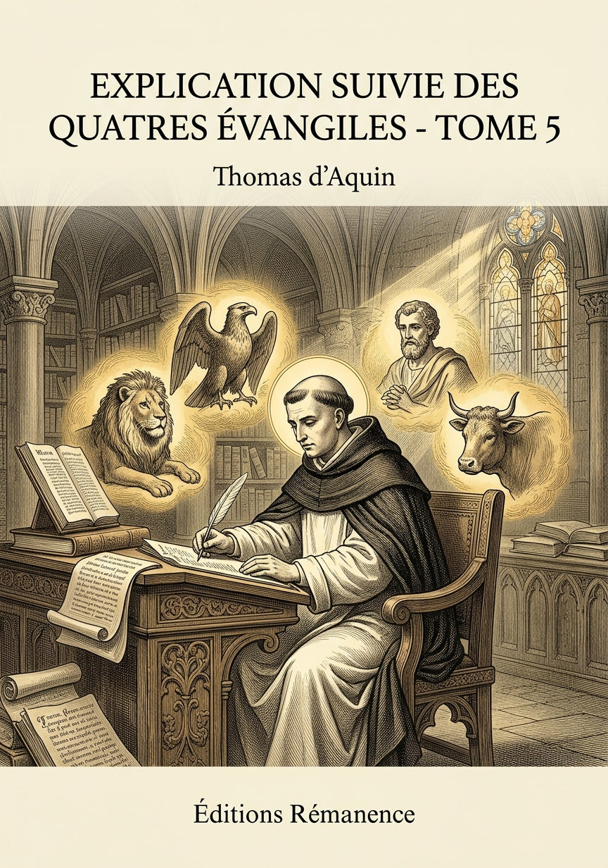 Livre Explication suivie des quatres évangiles - Tome 5 par Thomas d’Aquin - Couverture - Editions Remanence