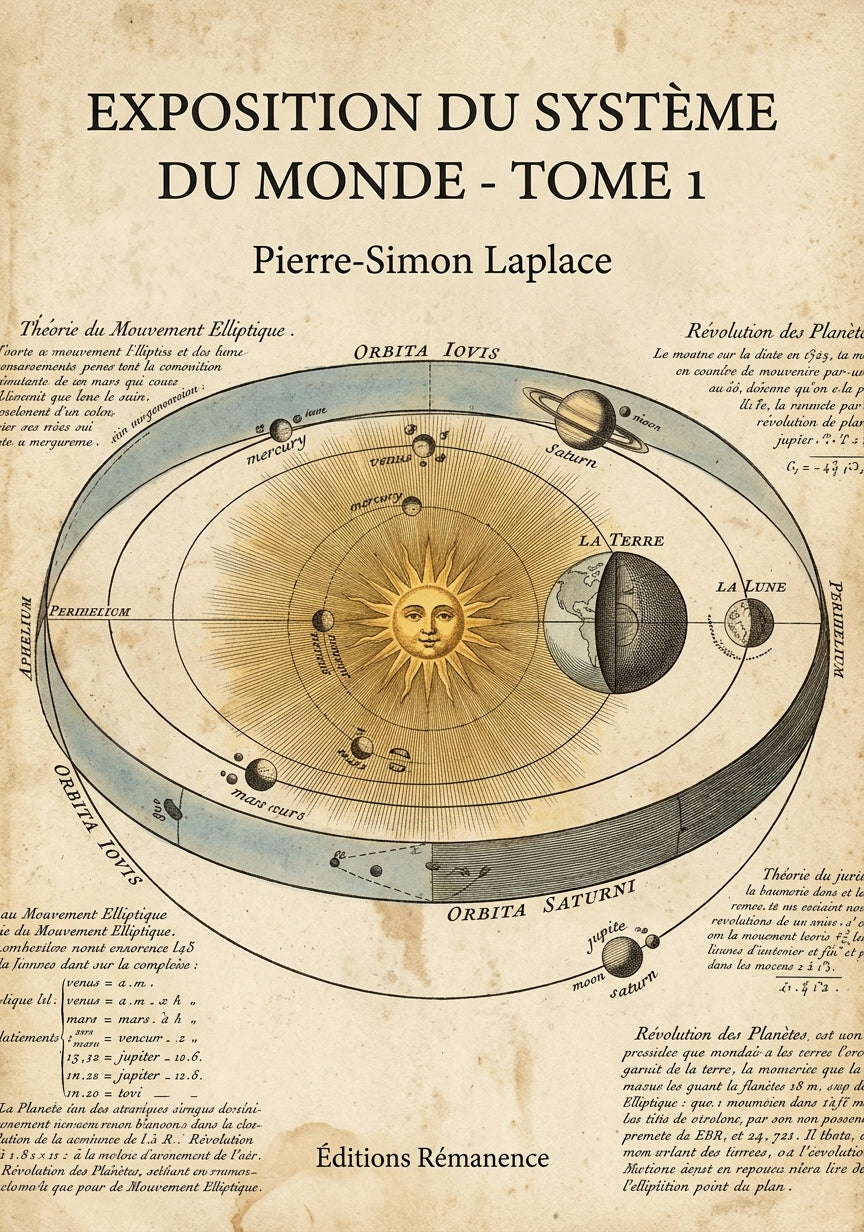Livre Exposition du système du monde - Tome 1 par Pierre-Simon Laplace - Couverture - Editions Remanence