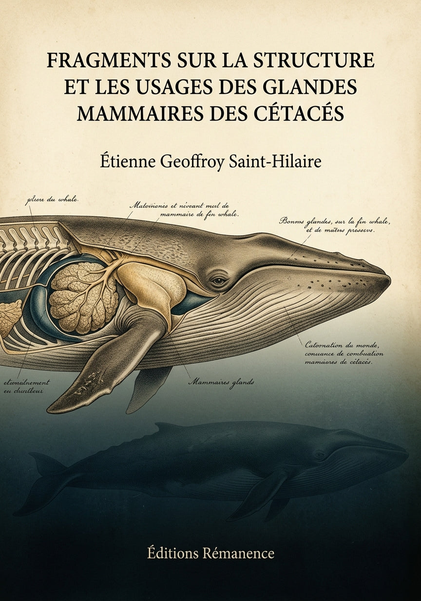 Livre Fragments sur la structure et les usages des glandes mammaires des cétacés par Étienne Geoffroy Saint-Hilaire - Couverture - Editions Remanence