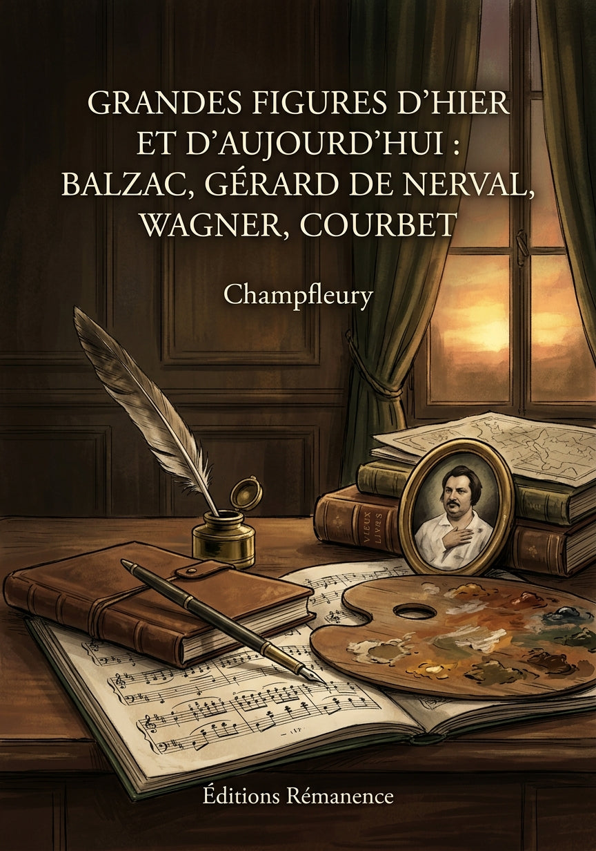 Livre Grandes Figures d’hier et d’aujourd’hui : Balzac, Gérard de Nerval, Wagner, Courbet par Champfleury - Couverture - Editions Remanence