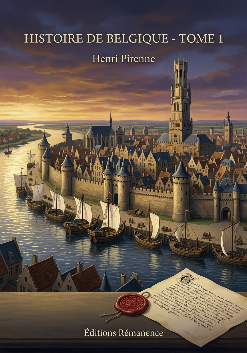 Livre Histoire de Belgique - Tome 1 par Henri Pirenne - Couverture - Editions Remanence
