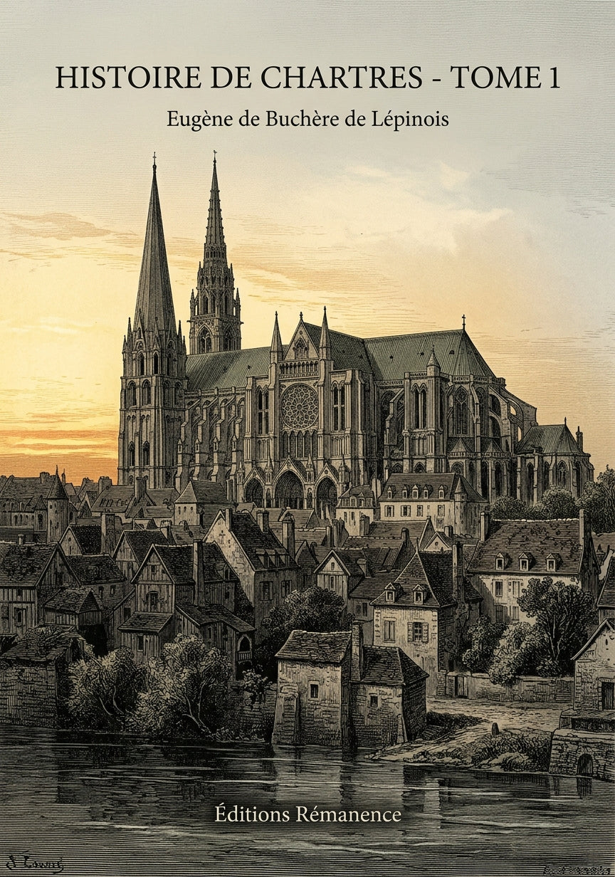 Livre Histoire de Chartres - Tome 1 par Eugène de Buchère de Lépinois - Couverture - Editions Remanence