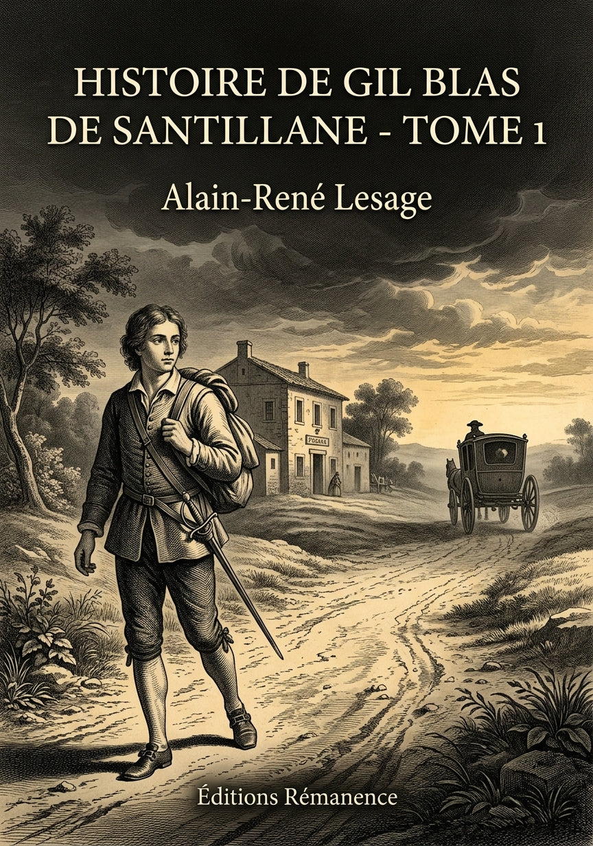 Livre Histoire de Gil Blas de Santillane - Tome 1 par Alain-René Lesage - Couverture - Editions Remanence