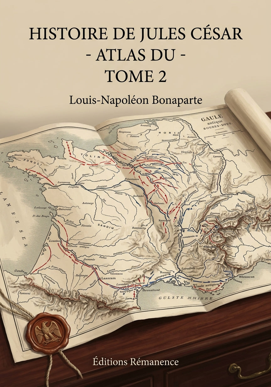 Livre Histoire de Jules César - Atlas du - Tome 2 par Louis-Napoléon Bonaparte - Couverture - Editions Remanence
