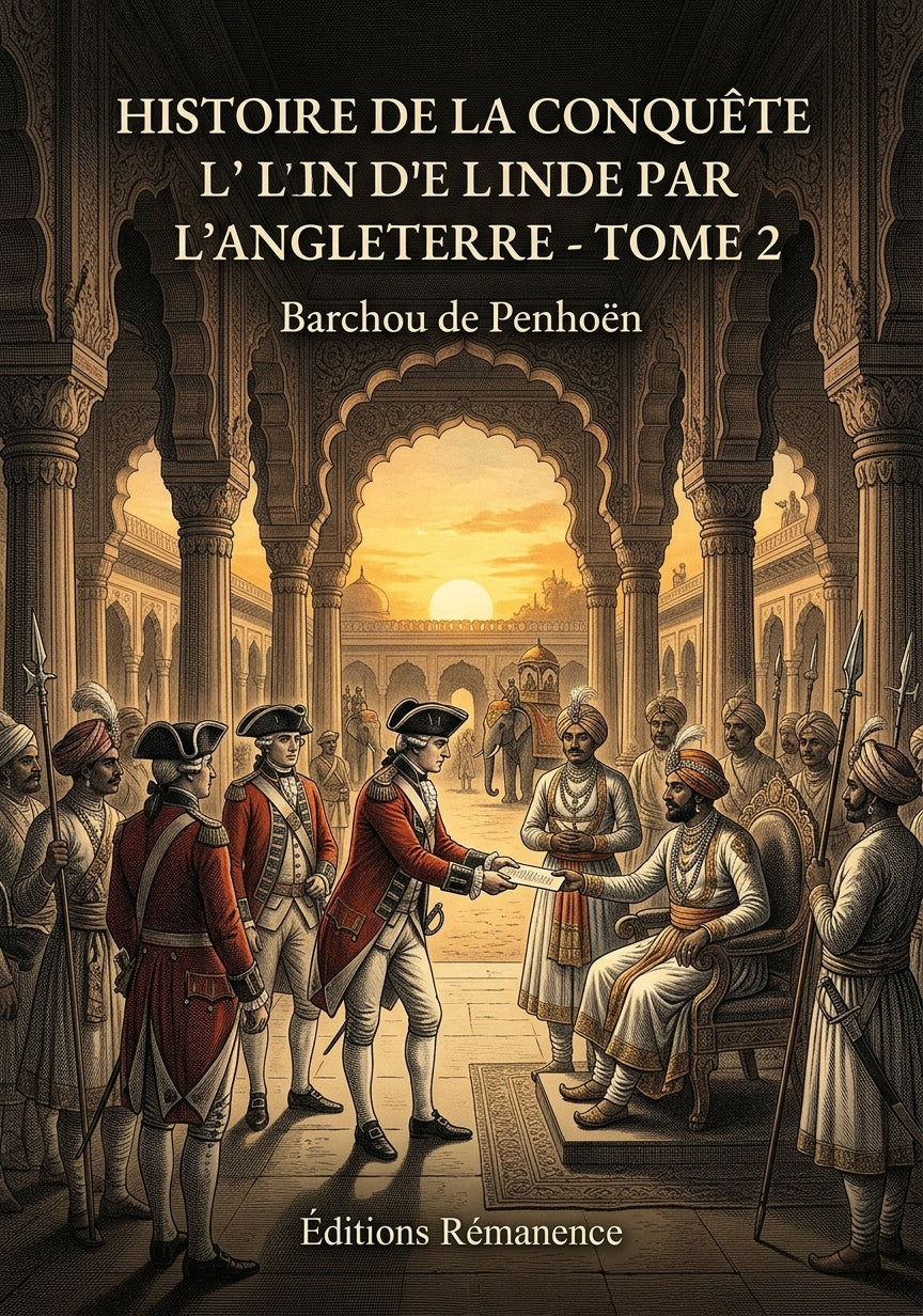 Livre Histoire de la conquête de l’Inde par l’Angleterre - Tome 2 par Barchou de Penhoën - Couverture - Editions Remanence
