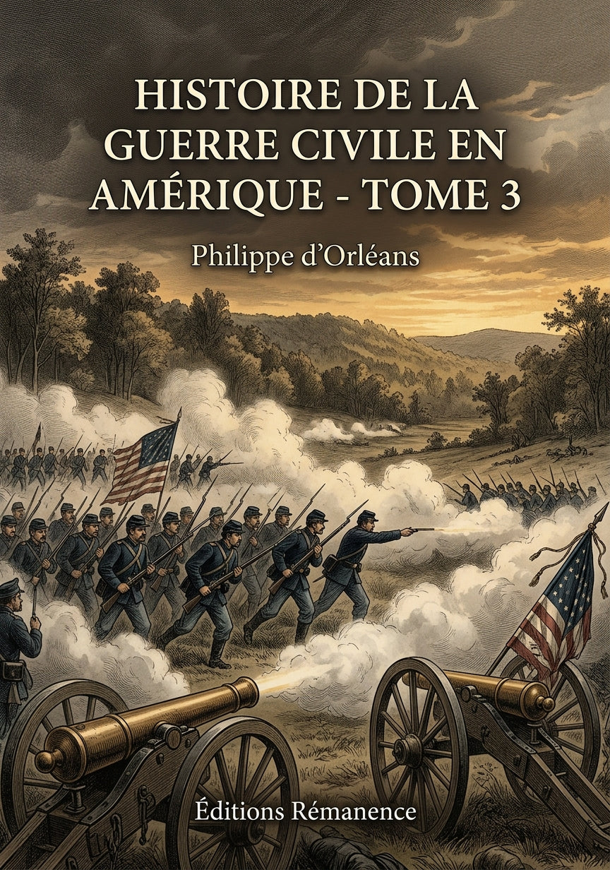 Livre Histoire de la guerre civile en Amérique - Tome 3 par Philippe d’Orléans - Couverture - Editions Remanence
