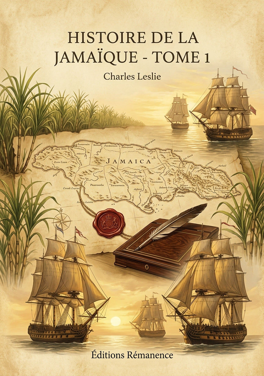 Livre Histoire de la Jamaïque - Tome 1 par Charles Leslie - Couverture - Editions Remanence