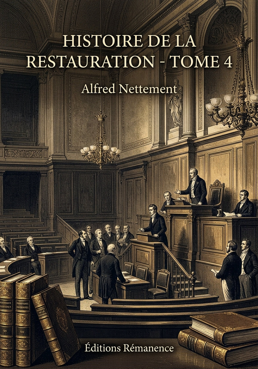 Livre Histoire de la Restauration - Tome 4 par Alfred Nettement - Couverture - Editions Remanence