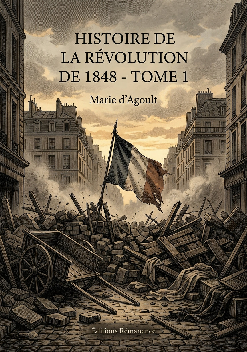 Livre Histoire de la révolution de 1848 - Tome 1 par Alphonse de Lamartine - Couverture - Editions Remanence