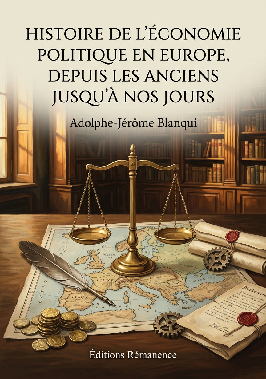 Livre Histoire de l’économie politique en Europe, depuis les anciens jusqu’à nos jours par Adolphe-Jérôme Blanqui - Couverture - Editions Remanence