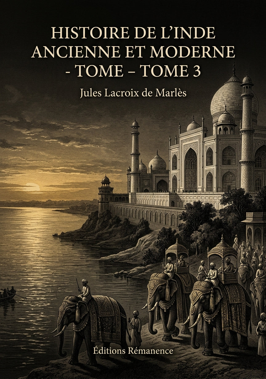 Livre Histoire de l’Inde ancienne et moderne - Tome 3 par Jules Lacroix de Marlès - Couverture - Editions Remanence
