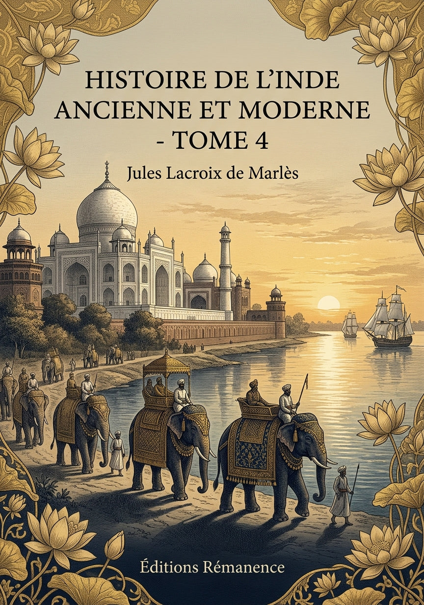 Livre Histoire de l’Inde ancienne et moderne - Tome 4 par Jules Lacroix de Marlès - Couverture - Editions Remanence