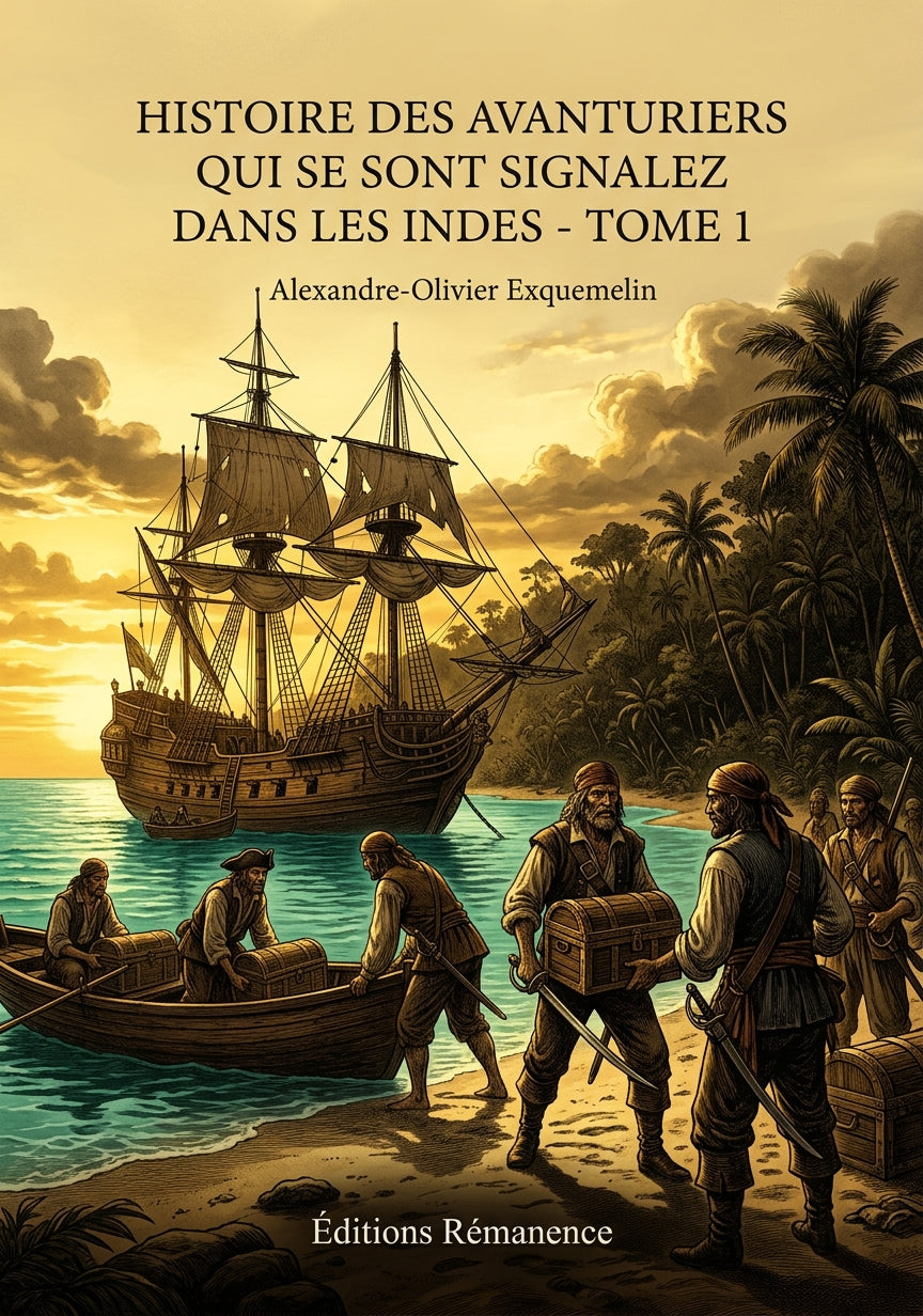 Livre Histoire des avanturiers qui se sont signalez dans les Indes - Tome 1 par Alexandre-Olivier Exquemelin - Couverture - Editions Remanence
