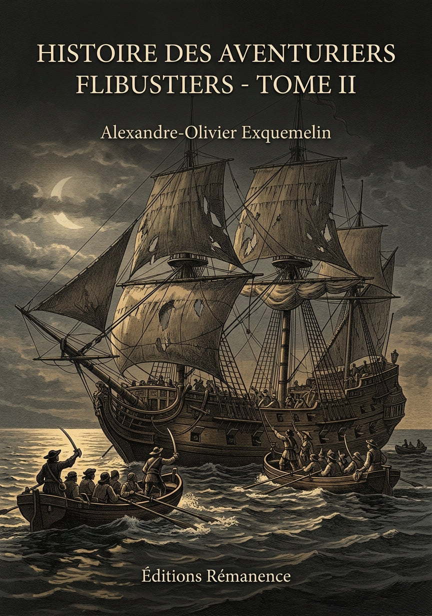Livre Histoire des Aventuriers Flibustiers - Tome II par Alexandre-Olivier Exquemelin - Couverture - Editions Remanence