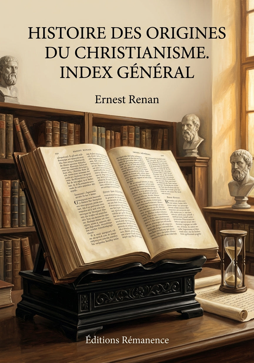 Livre Histoire des origines du christianisme. Index général par Ernest Renan - Couverture - Editions Remanence