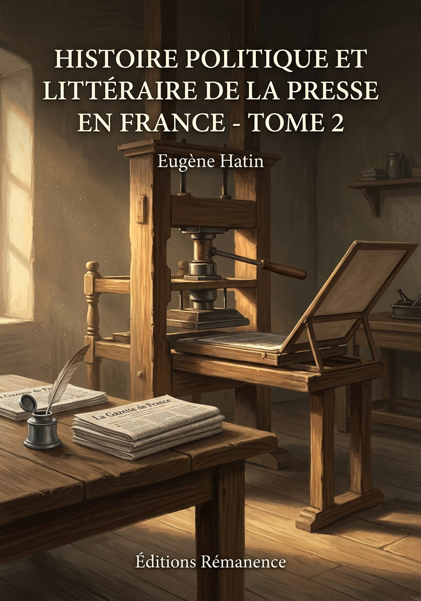 Livre Histoire politique et littéraire de la presse en France - Tome 2 par Eugène Hatin - Couverture - Editions Remanence