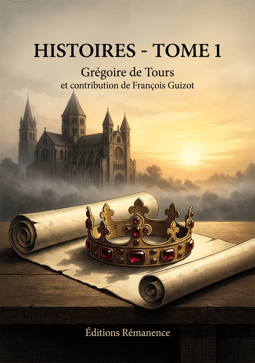 Livre Histoires - Tome 1 par Grégoire de Tours et contribution de François Guizot - Couverture - Editions Remanence