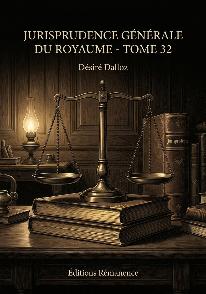 Livre Jurisprudence générale du royaume - Tome 32 par Désiré Dalloz - Couverture - Editions Remanence