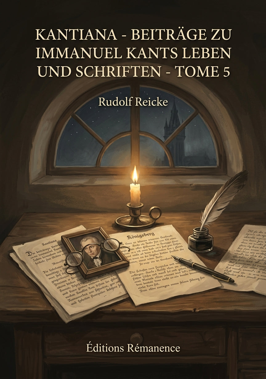 Livre Kantiana - Beiträge zu Immanuel Kants Leben und Schriften - Tome 5 par Rudolf Reicke - Couverture - Editions Remanence