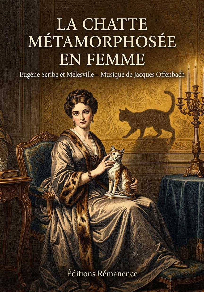 Livre La Chatte métamorphosée en femme par Eugène Scribe et Mélesville – Musique de Jacques Offenbach - Couverture - Editions Remanence