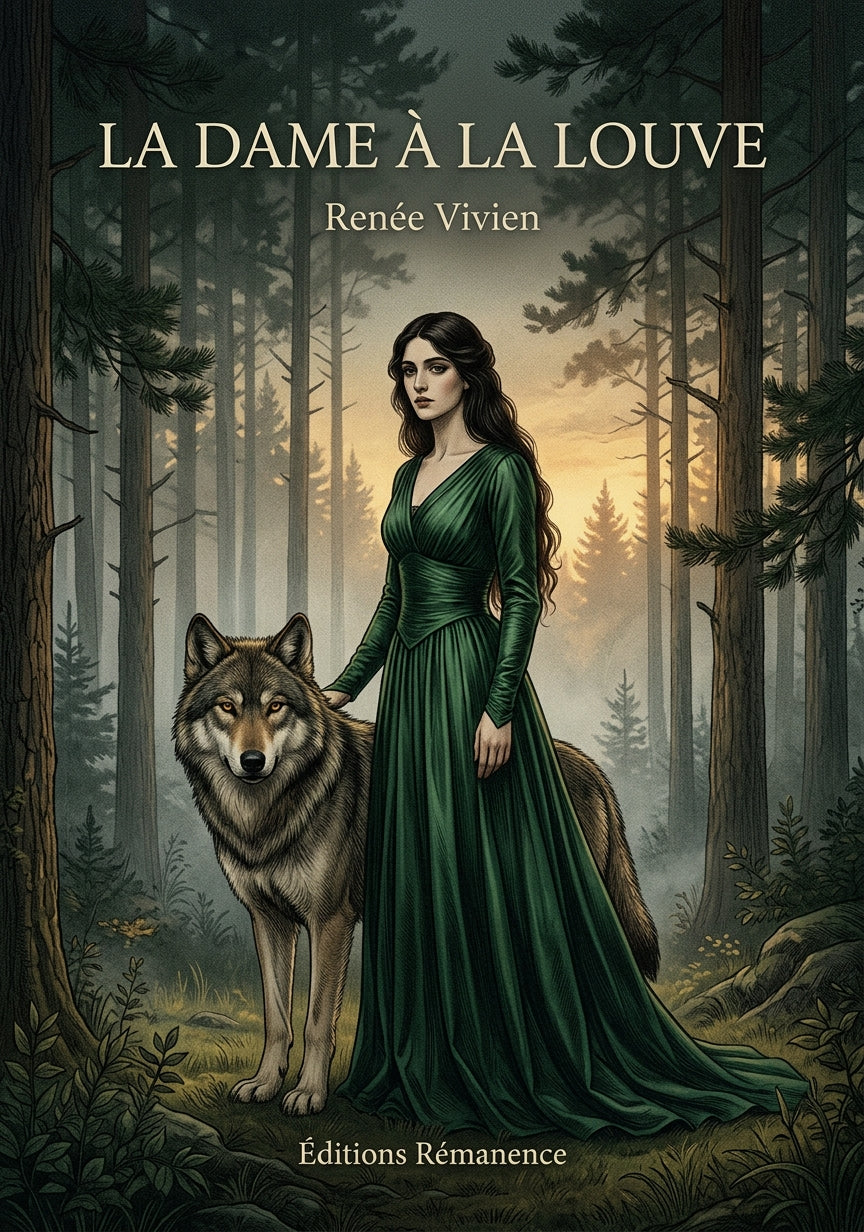Livre La Dame à la louve par Renée Vivien - Couverture - Editions Remanence