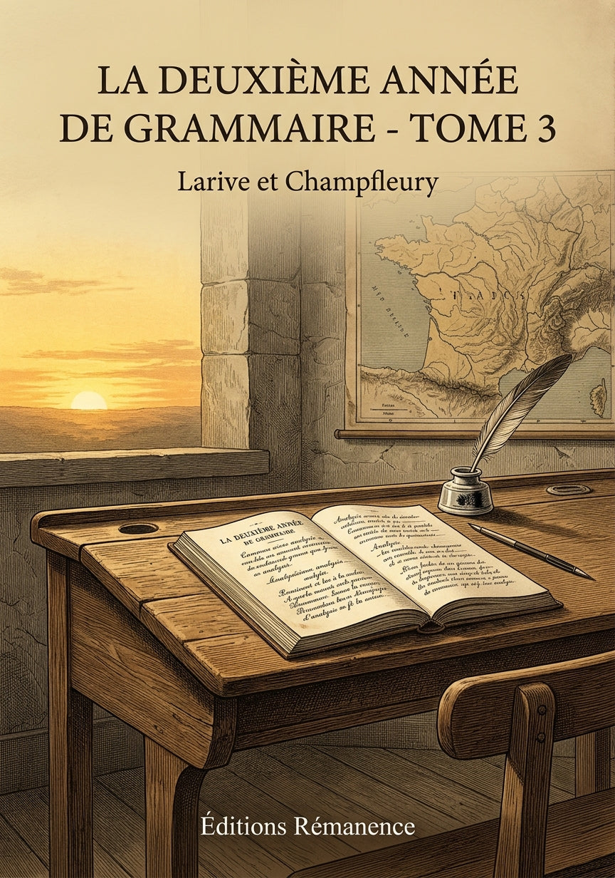 Livre La Deuxième Année de Grammaire - Tome 3 par Larive et Champfleury - Couverture - Editions Remanence