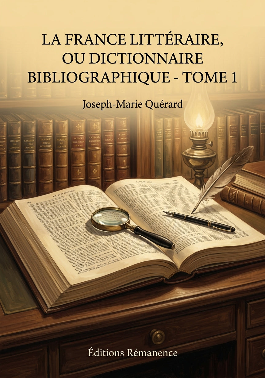 Livre La France littéraire, ou Dictionnaire bibliographique - Tome 1 par Joseph-Marie Quérard - Couverture - Editions Remanence