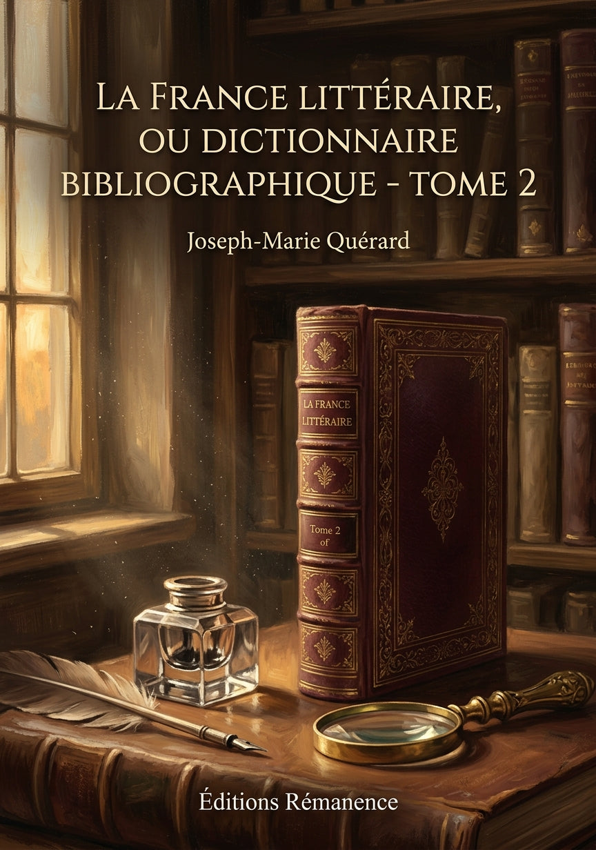 Livre La France littéraire, ou Dictionnaire bibliographique - Tome 2 par Joseph-Marie Quérard - Couverture - Editions Remanence