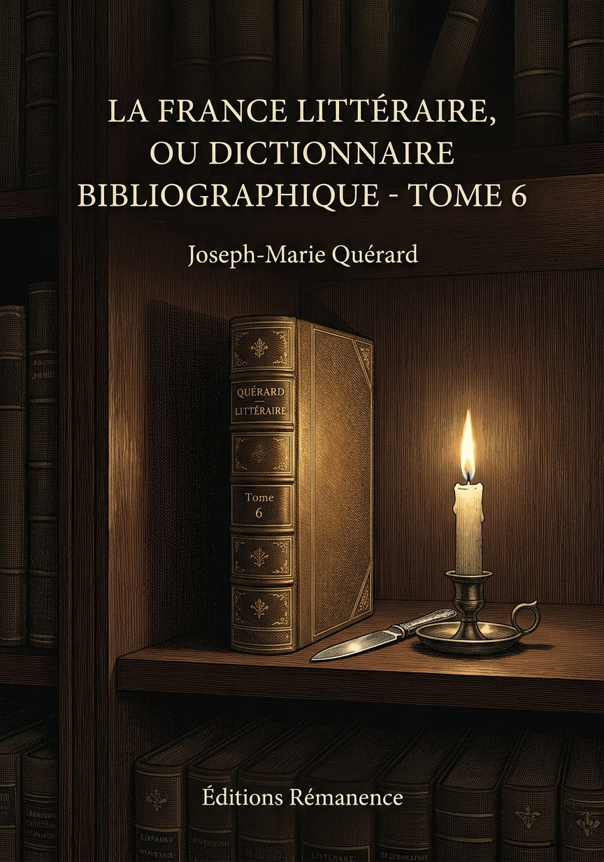 Livre La France littéraire, ou Dictionnaire bibliographique - Tome 6 par Joseph-Marie Quérard - Couverture - Editions Remanence
