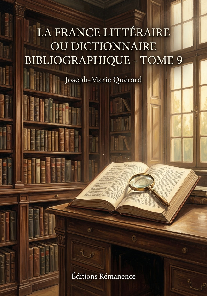 Livre La France littéraire ou dictionnaire bibliographique - Tome 9 par Joseph-Marie Quérard - Couverture - Editions Remanence