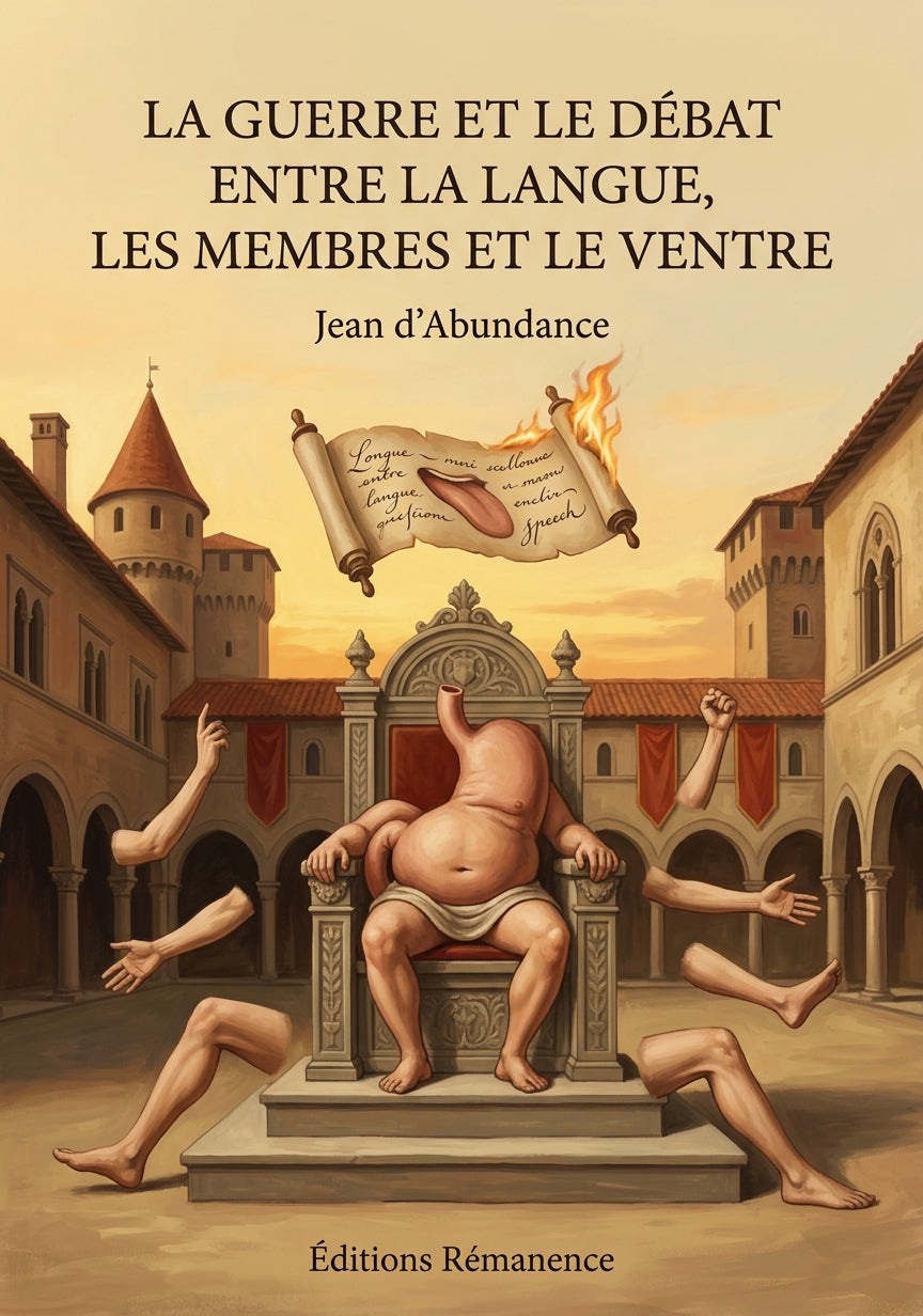 Livre La Guerre et le débat entre la langue, les membres et le ventre par Jean d’Abundance - Couverture - Editions Remanence
