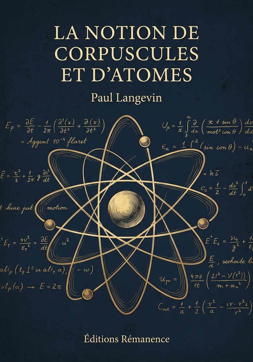 Livre La Notion de corpuscules et d’atomes par Paul Langevin - Couverture - Editions Remanence