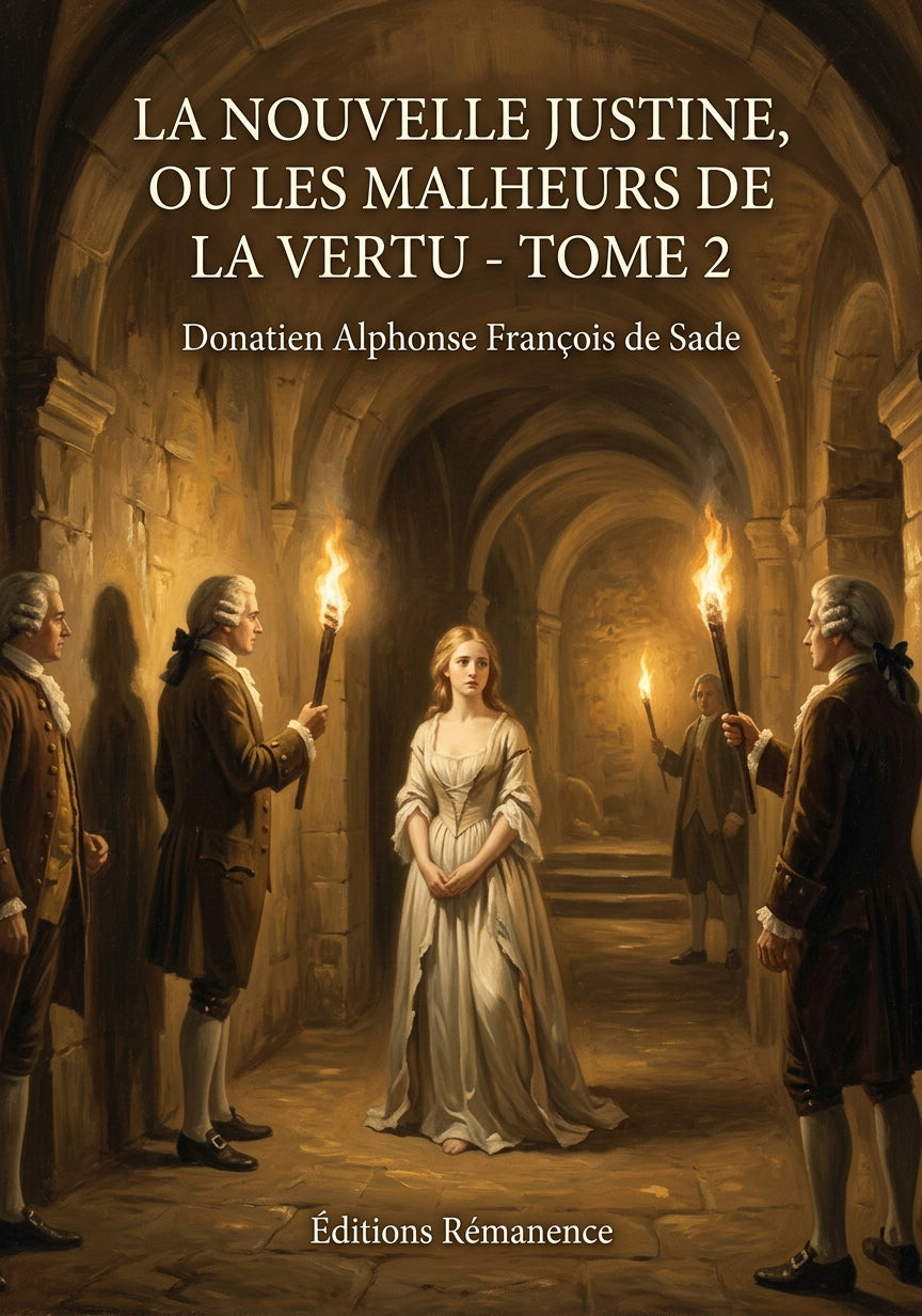 Livre La nouvelle Justine, ou les malheurs de la vertu - Tome 2 par Donatien Alphonse François de Sade - Couverture - Editions Remanence
