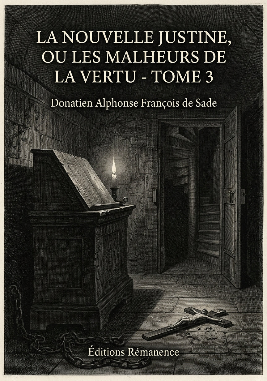 Livre La nouvelle Justine, ou les malheurs de la vertu - Tome 3 par Donatien Alphonse François de Sade - Couverture - Editions Remanence